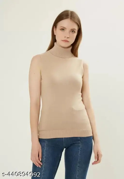 Turtle Neck Sleeveless Rib Top