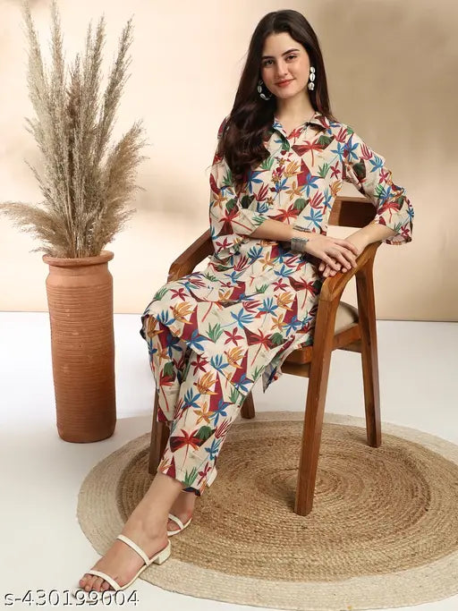Women's Digital Print Kurta with Pant Co-ords Set
