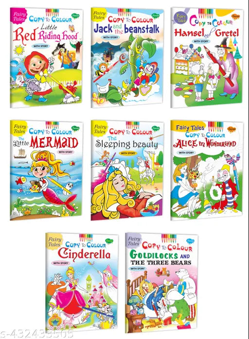 Storybook for kids : Colouring Storybook for kids Reading book for kids Colouring book for kids - Set of 8 storybooks for kids