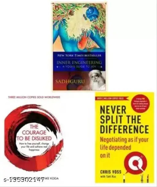A Yogi’s Guide To Joy Courage To Be Disliked &Never Split The Difference (Paperback Ichiro Kishimi and Fumitake)