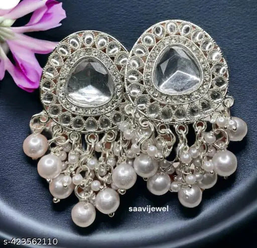 Vintage Crystal Rhinestone Chandbali Earring