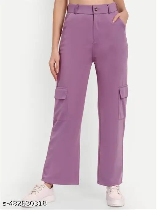 Women solid bell boutam cargo pants