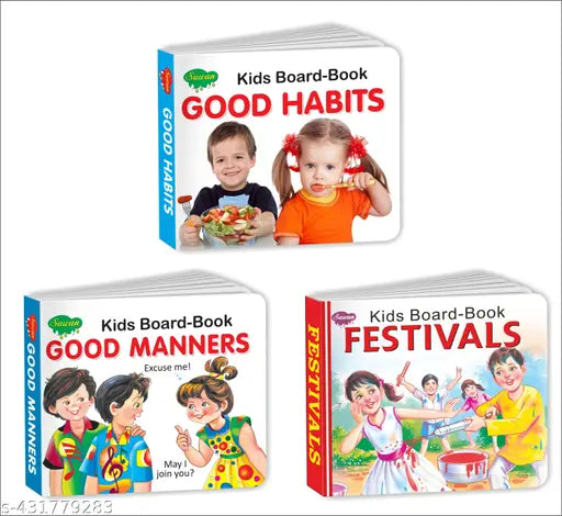 Festivals Good Manners and Good habits board book for kids : Learning book for children Board book for children Educational board book for kids - Set of 3 board book.