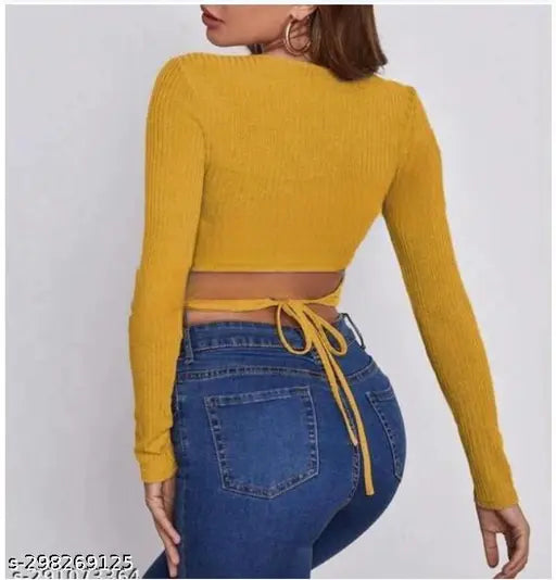 Round Neck Full Sleeve back String Top