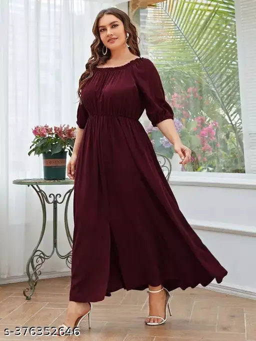 Women's Solid Square Neck Dresses