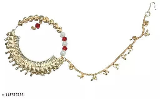New Pahadi style ubic Zirconia Brass Plated Alloy Nathhi