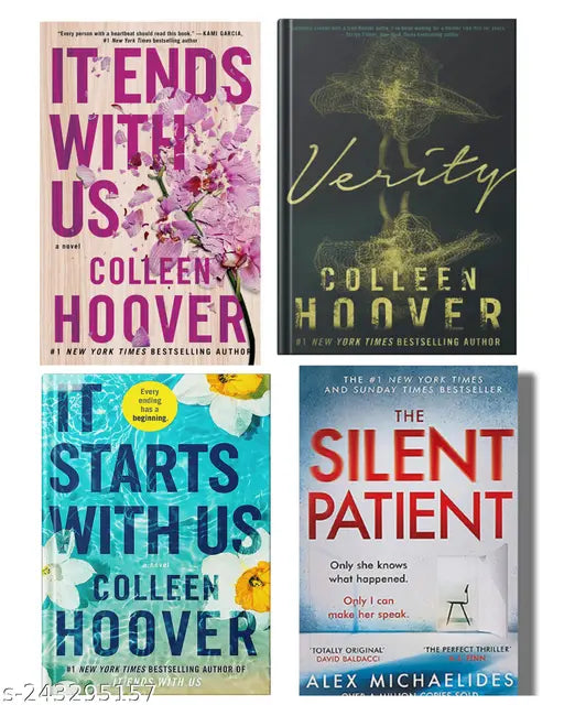 IT END WITH US BY COLLEEN HOOVER + IT STARTS WITH US BY COLLEEN HOOVER + VERITY BY COLLEEN HOOVER + SILENT PATIENT BY ALEX MICHAELIDES