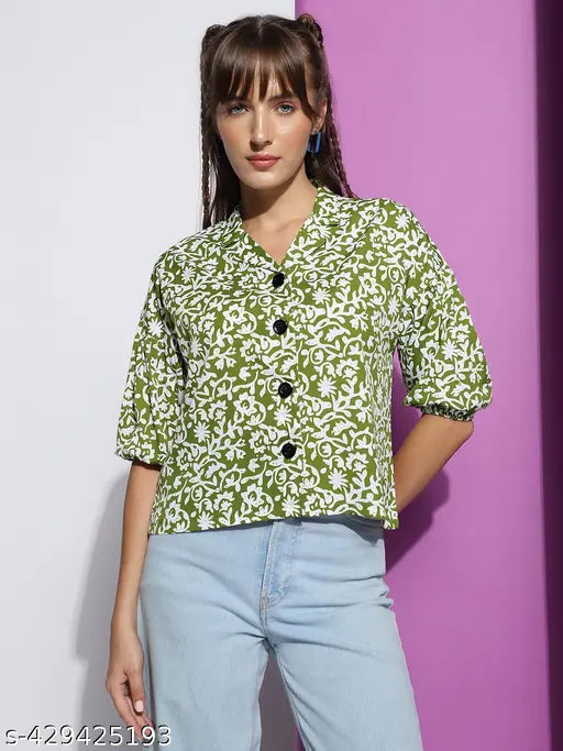Women's Crepe Batik Printed Casual Resort Shirt