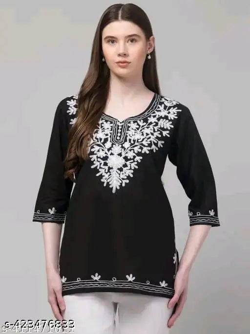 latest cotton kurti black