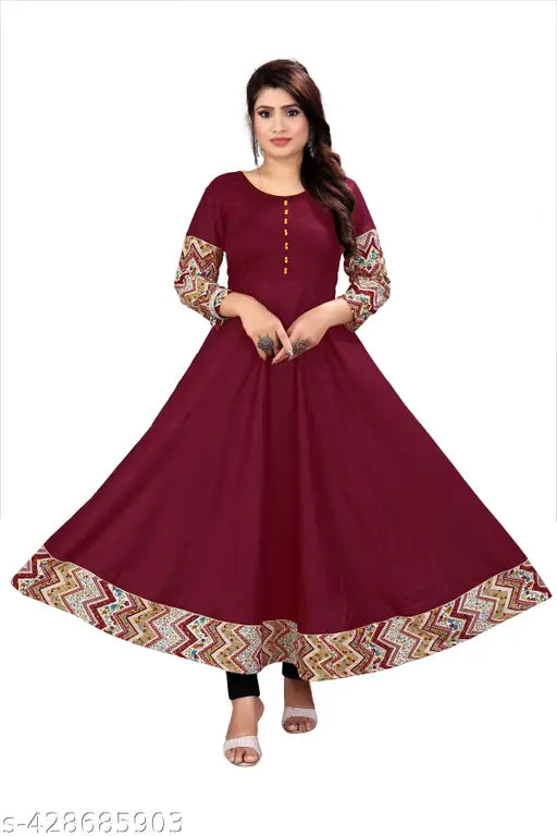 Ashima Designer Long Solid Border Tussle Tie Anarkali Designer Gown
