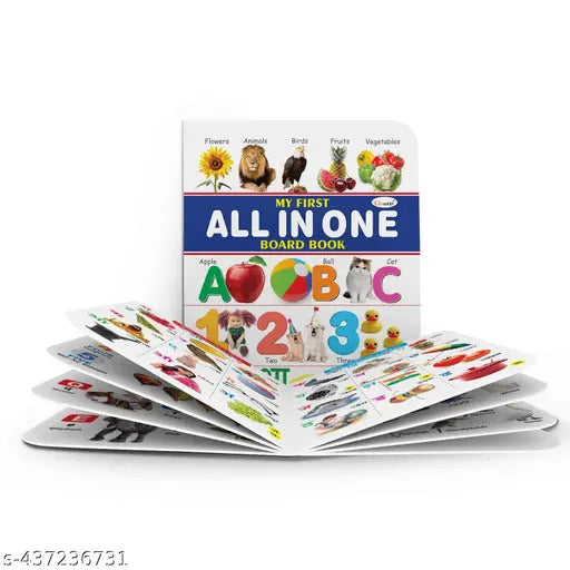 MY FIRST ALL IN ONE BOARD BOOK (Waterproof Dust-Resistant Big Fonts Hard Laminated Realistic Pictures Tear Resistent) - Gift Set For Kids
