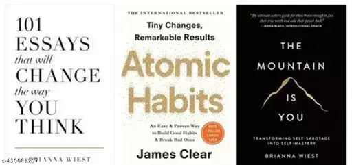 3 Books best combo 101 Essays That Will Change the way you think + AAtomic HHabit+ The Mountain is You (Paperback Brianna Wiest Clear James