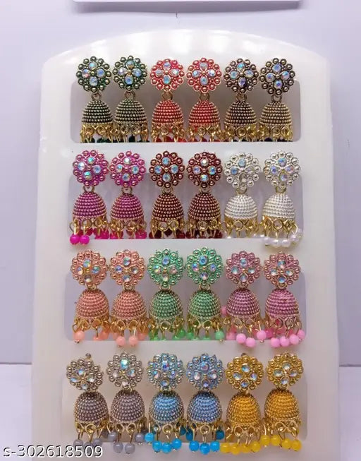 Jhumka Earring's Set (Pack of 12) - Oxidized Earrings Combo Pack