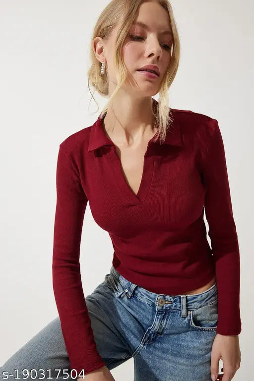 Polo Full Sleeve Ribbed top