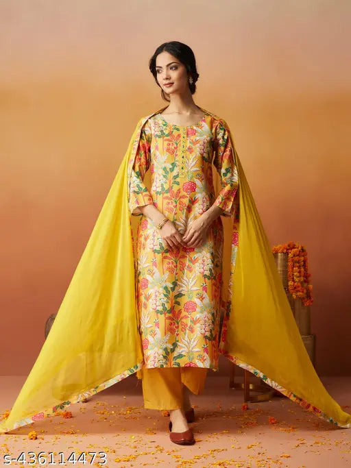 Women's Printed Kurta and Pant with Dupatta Set