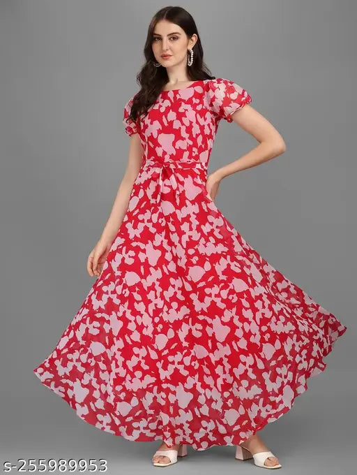 Women's Pink Printed Stylish dress