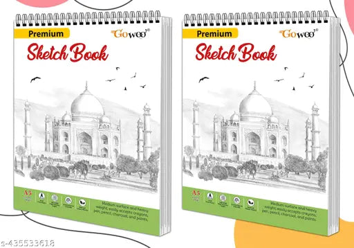 A5 Premium Sketch Book : Set of 2 Top Spiral-Bound Sketchpads 36 Sheet Sketchbook - 5.8 x 8.3 inches 140 GSM Thick Paper For Drawing Painting And Sketching