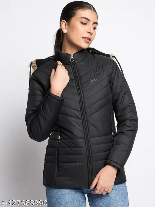 Women Solid Hooded Jacket