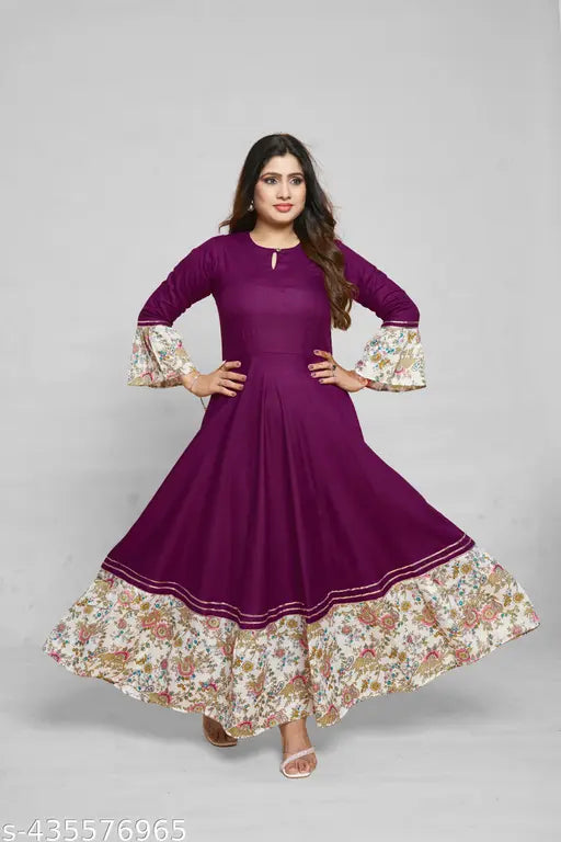 Ashima Designer Wine Color Frill Premium Quality Rayon Plus Size Kurti