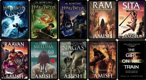 Harry pooter 1no+Harry potter 2no+ Harry potter 3no+ Ram+Ravan+Sita+Nagas+Meluha+Vayuputra+The girl on the train