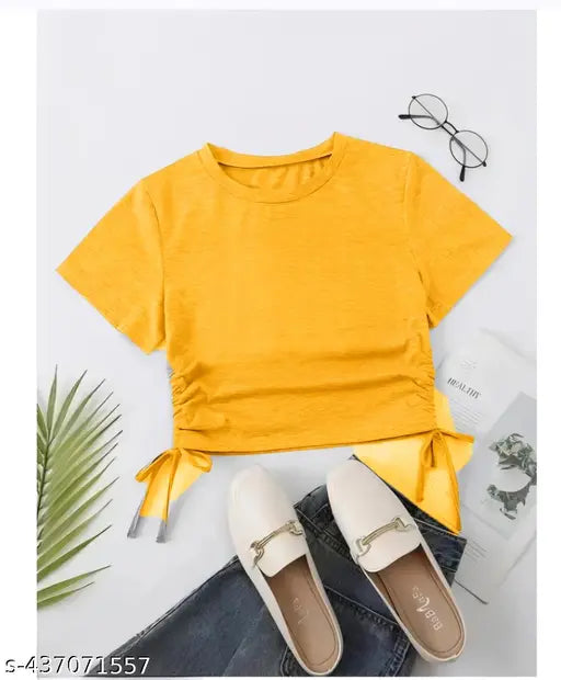 New Stylish Side Dori Short Sleeve Fashionable Top For Woman
