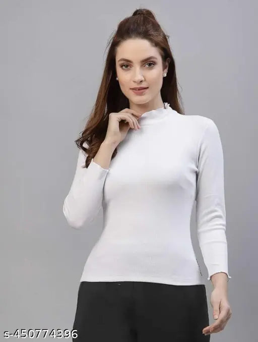 TRENDY SWEET HIGH NEACK FOR SWEET GIRLS AND WOMENS WHITE