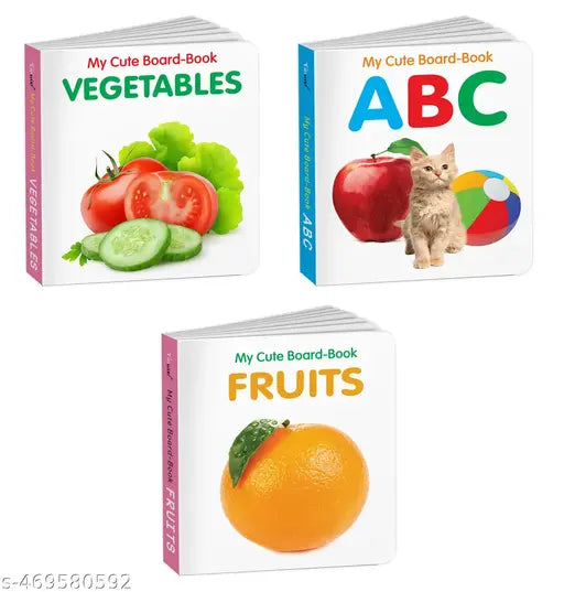 First library books for babies : ABC Fruits and Vegetables - All-in-one learning board books Preschool educational board books Toddler learning books set - Pack of 3 Books for kids