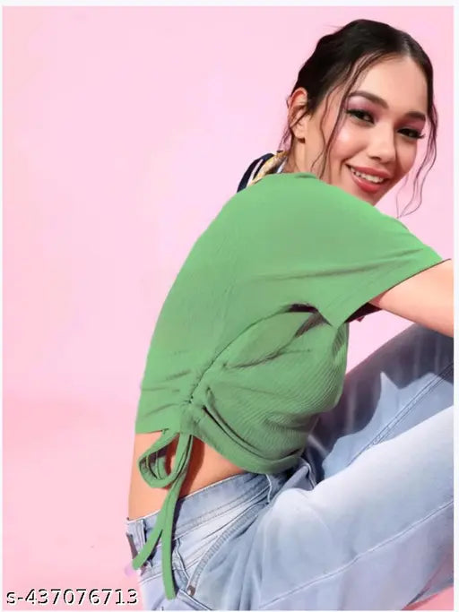 New Stylish Side Dori Short Sleeve Fashionable Top For Woman