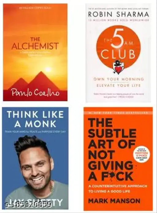 4 Book Combo: Alheemist 5AM Clubb Thiink Likke AMonkk Subtlee Art (Paperback Paulo Coelho Robin Sharma Jay Shetty Mark Manson)