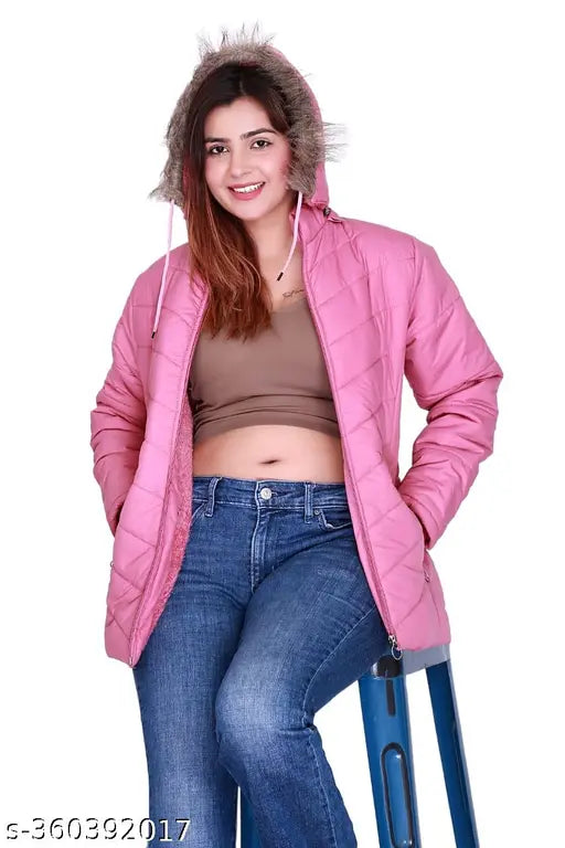 Scoller Jacket For Girls Jacket For Women’s Latest Solid Color Stylish Long Jacket/Women's Quilted Jacket Full Sleeves Winter Jacket Girls Winter Wear Jacket Black