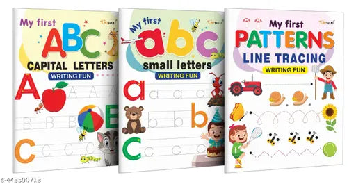 My First Capital Letters ABC Small Letters abc and Line Tracing Patterns Writing Fun : Preschool Writing Workbook Kids Educational Writing Book Kids fun learning book - Combo of 3 Writing Books