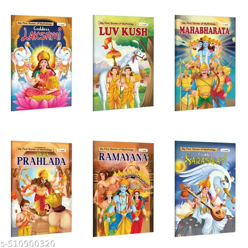 My First Mythology Story : Lakshmi Luvkush Mahabharat Prahlad Ramayan and Saraswati - Early childhood mythology books Toddler educational books Kids stories with morals - Pack of 6 books