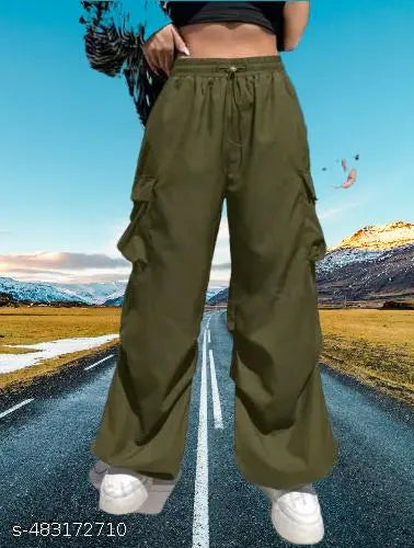 Women solid ns cargo stylish jogers pants