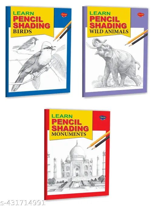 Learn Pencil Shading Wild Animals Birds and Monumensts books for kids : Pencil shading books for kids Shading books for children Creative Shading books for kids - Set of 3 Pencil Shading books for kids.