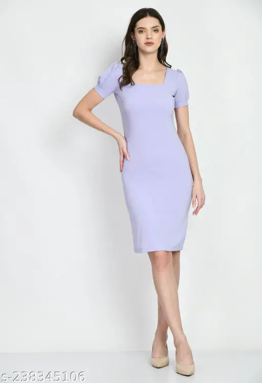 Elegant Solid Belted Sheath Dress