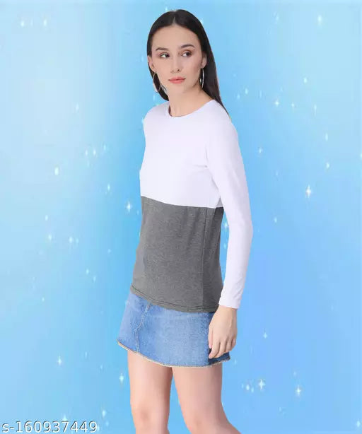 Vivient white and grey colorblock t-shirt for women and girls