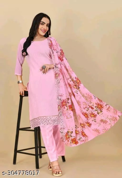 Women's Unstiched fancy Georgette Suits Sequence Embroidered Salwar Suits & dress Materials Pink Colours
