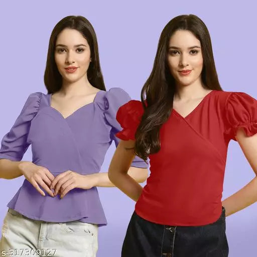 Clasic Casual Fashion Forward Women's Tops - Pack of 2