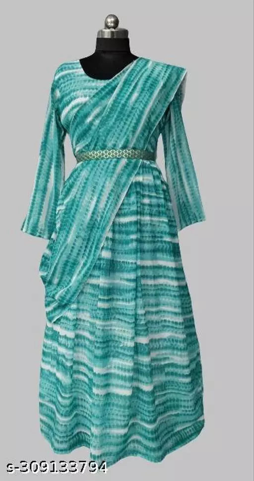 QVAZOR Stylish Fancy Trendy Printed Georgette Gown For Women For Party Wedding Festival Functions