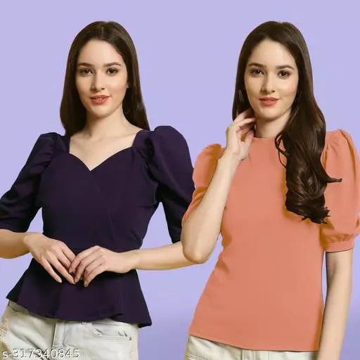 Clasic Casual Fashion Forward Women's Top - Pack of 2