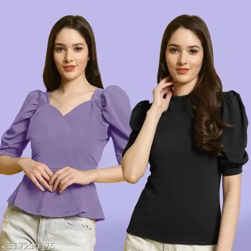 Clasic Casual Fashion Forward Women's Top - Pack of 2