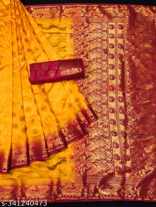 Morpich Fashion Nylon Banarasi Silk Same Border Saree