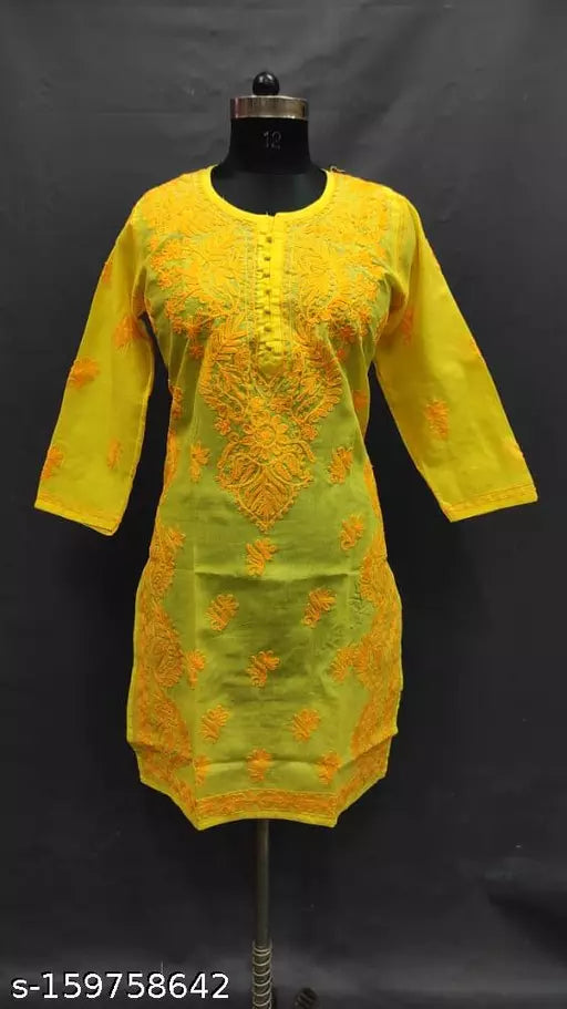 Side Carry Design Aari Cotton Kurti Special Size.