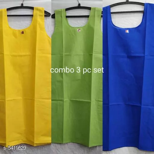 Comfy Women's Cotton Solid Long Camisoles Slip (Pack Of 3)
