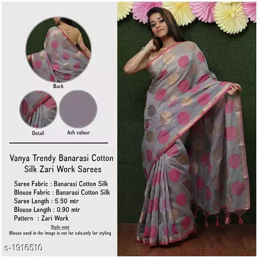Stylish Banarasi Cotton Silk Zari Work Saree