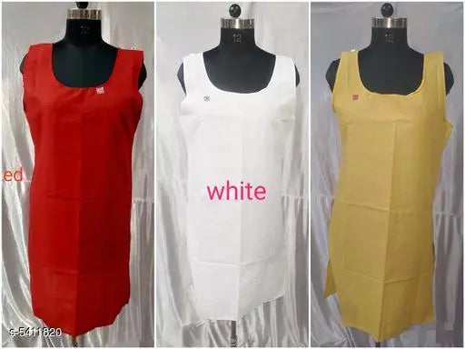 Comfy Women's Cotton Solid Long Camisoles Slip (Pack Of 3)