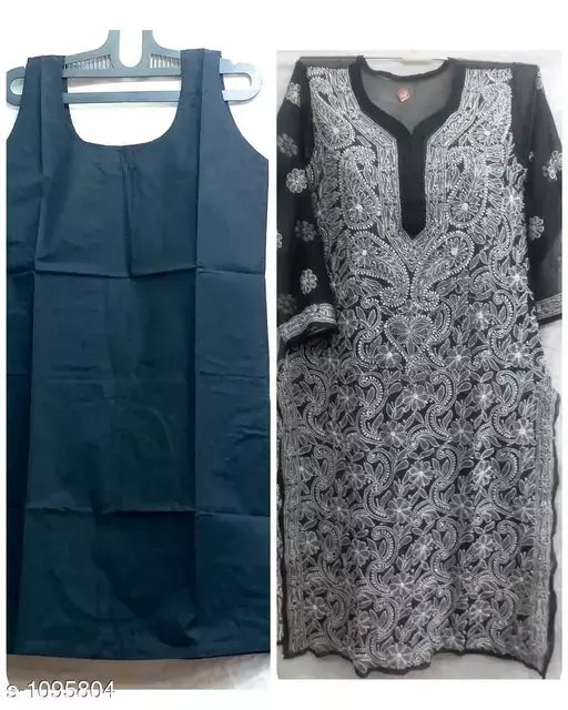Women's Chikankari Black Chiffon Kurti