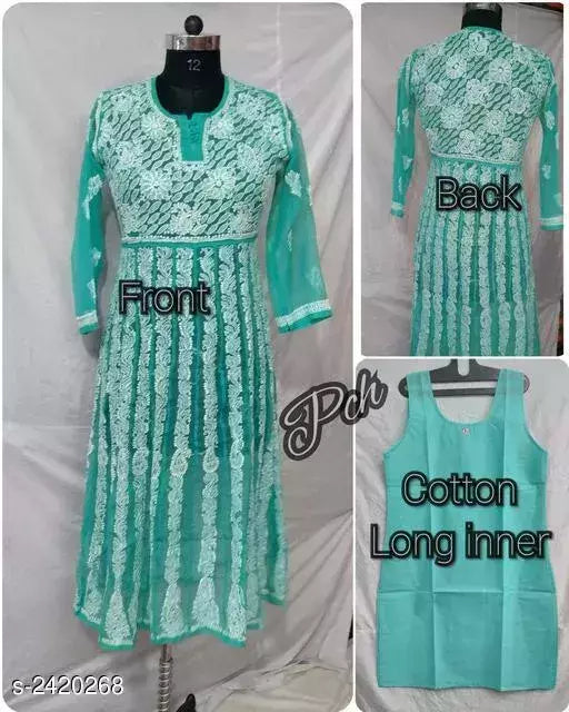 Women Georgette Chikankari Kurti