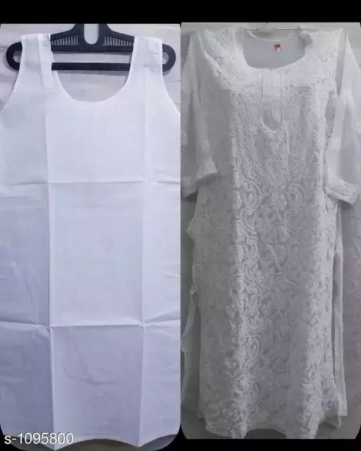 Women's Chikankari White Chiffon Kurti