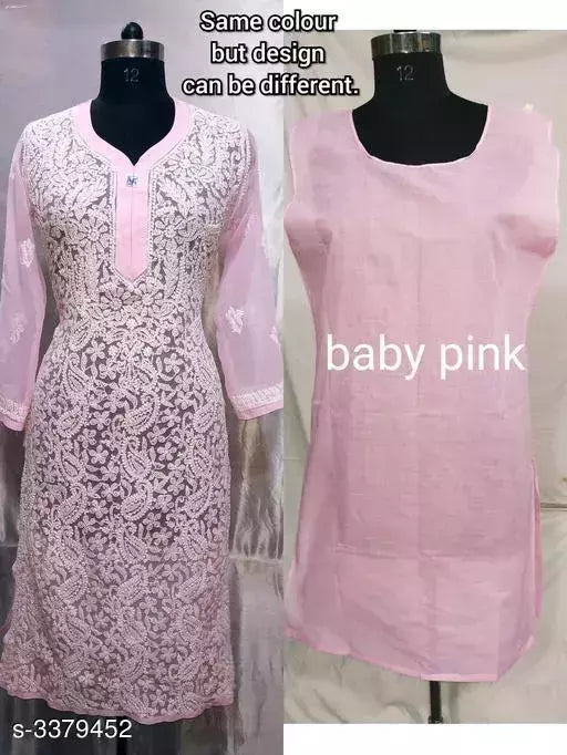 Women Chiffon Chikankari Kurti